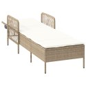 WYGODNY LEŻAK OGRODOWY BEŻOWY I KREMOWY RATTAN PE 157X55X92CM