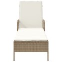 WYGODNY LEŻAK OGRODOWY BEŻOWY I KREMOWY RATTAN PE 157X55X92CM