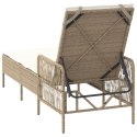 WYGODNY LEŻAK OGRODOWY BEŻOWY I KREMOWY RATTAN PE 157X55X92CM