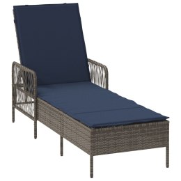 LEŻAK SZARY PE RATTAN 157X 55X 92CM SKŁADANY LEŻAK