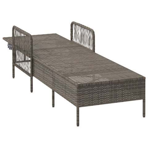 LEŻAK SZARY PE RATTAN 157X 55X 92CM SKŁADANY LEŻAK