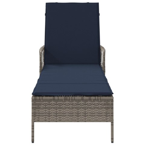 LEŻAK SZARY PE RATTAN 157X 55X 92CM SKŁADANY LEŻAK