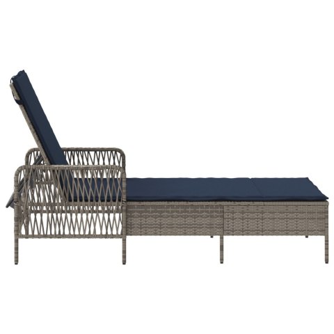 LEŻAK SZARY PE RATTAN 157X 55X 92CM SKŁADANY LEŻAK