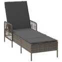 WYGODNY LEŻAK OGRODOWY SZARY I CIEMNOSZARY RATTAN PE 157X55X92CM