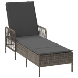 WYGODNY LEŻAK OGRODOWY SZARY I CIEMNOSZARY RATTAN PE 157X55X92CM