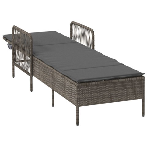 WYGODNY LEŻAK OGRODOWY SZARY I CIEMNOSZARY RATTAN PE 157X55X92CM
