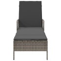 WYGODNY LEŻAK OGRODOWY SZARY I CIEMNOSZARY RATTAN PE 157X55X92CM