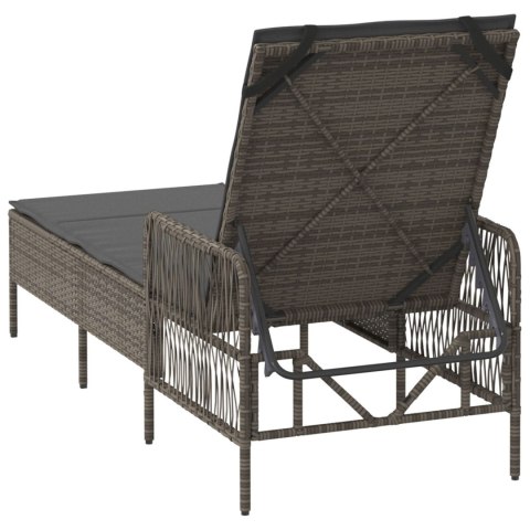 WYGODNY LEŻAK OGRODOWY SZARY I CIEMNOSZARY RATTAN PE 157X55X92CM