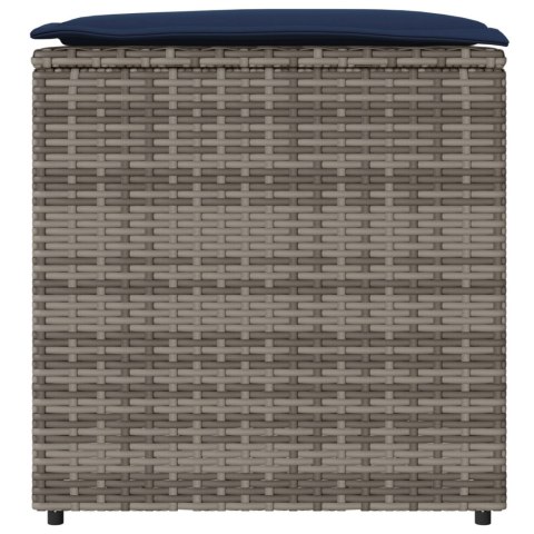 SKRZYNIA SZARA I GRANATOWA RATTAN I PODUSZKA MATERIAŁOWA ŚREDNIA