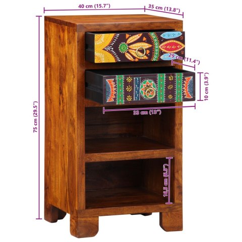 STOJAK NA TELEFON BRĄZOWY 40X35X75CM DREWNO AKACJI