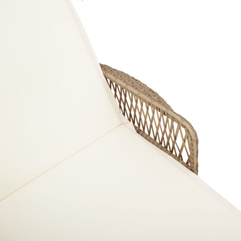 ZESTAW LEŻAKÓW 3 SZT. BEŻOWY I KREMOWY RATTAN PE METAL TRWAŁY