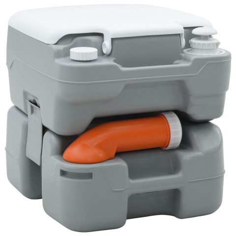 TOALETA KEMPINGOWA PRZENOŚNA SZARA 10L ZBIORNIK NA CZYSTĄ WODĘ 20L ZBIORNIK NA ODPADY