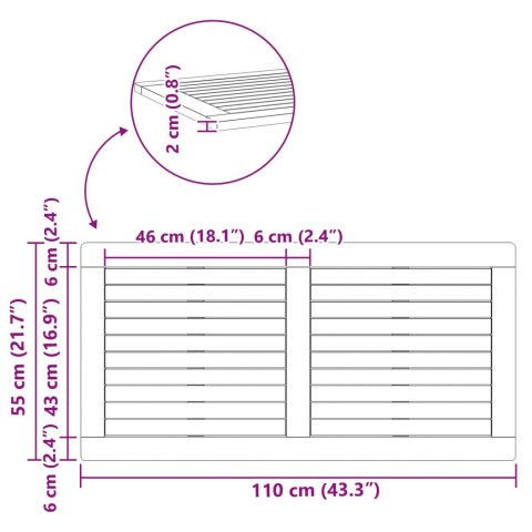 BLAT STOŁU 110X55X2CM PROSTOKĄTNY LITE DREWNO AKACJOWE