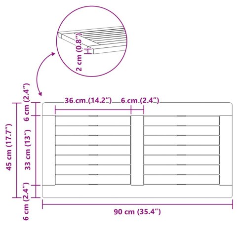 BLAT STOŁU 90X45X2,2CM PROSTOKĄTNY Z LITEGO DREWNA AKACJOWEGO