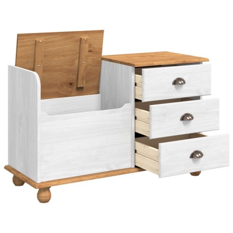 ŁAWKA DO PRZEDPOKOJU ASKIM BIAŁA 100X39X62CM LITE DREWNO SOSNA