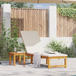 WYGODNY LEŻAK OGRODOWY ZE STOŁKIEM Z LITEGO DREWNA AKACJOWEGO