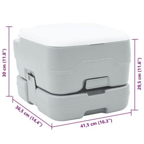 PRZENOŚNA TOALETA KEMPINGOWA SZARA 10L - ZBIORNIK NA CZYSTĄ WODĘ 10L I ZBIORNIK NA ŚCIEKI