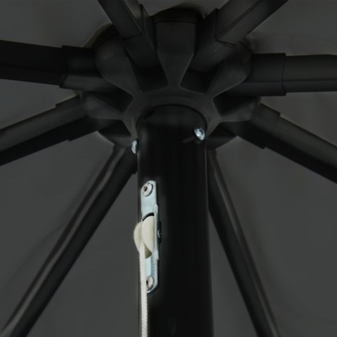 PARASOL OGRODOWY Z LAMPKAMI LED Ø395X245CM ANTRACYTOWY