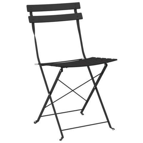 SKŁADANE KRZESŁA OGRODOWE - 2 SZTUKI ANTRACYTOWE STALOWE