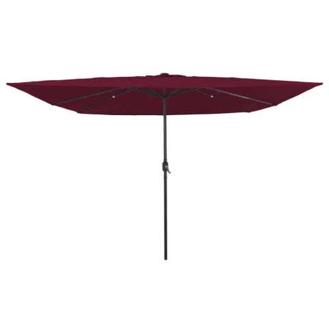 CZWOROKĄTNY PARASOL OGRODOWY Z LEDAMI 295X245CM BURGUNDOWY