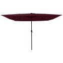 CZWOROKĄTNY PARASOL OGRODOWY Z LEDAMI 295X245CM BURGUNDOWY