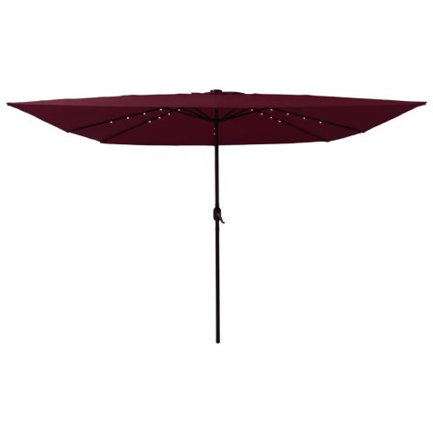 CZWOROKĄTNY PARASOL OGRODOWY Z LEDAMI 295X245CM BURGUNDOWY