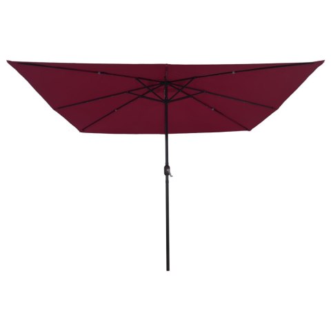 CZWOROKĄTNY PARASOL OGRODOWY Z LEDAMI 295X245CM BURGUNDOWY