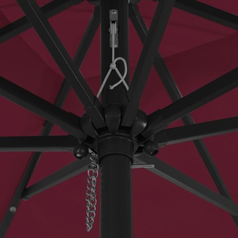 CZWOROKĄTNY PARASOL OGRODOWY Z LEDAMI 295X245CM BURGUNDOWY