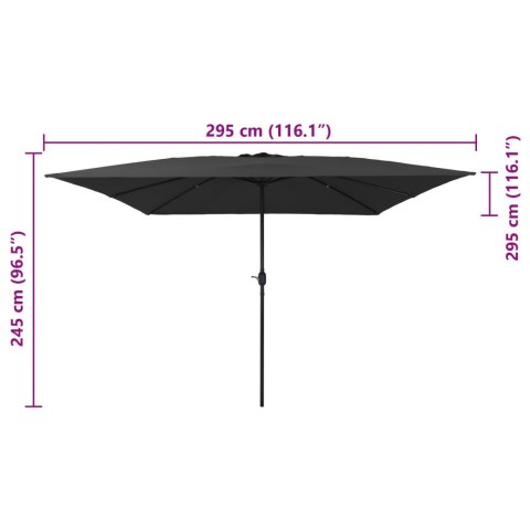 KWADRATOWY PARASOL OGRODOWY 295X245CM ANTRACYTOWY