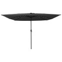 KWADRATOWY PARASOL OGRODOWY Z LAMPKAMI LED 295X245CM ANTRACYTOWY