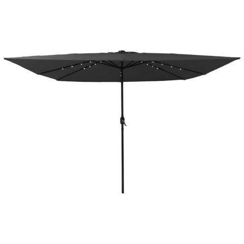 KWADRATOWY PARASOL OGRODOWY Z LAMPKAMI LED 295X245CM ANTRACYTOWY