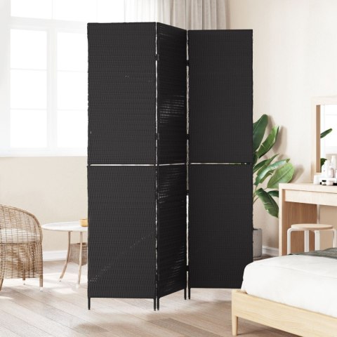 PRZESŁONA POKOJOWA 3 PANELE SKŁADANA CZARNA 146X180CM POLI RATTAN
