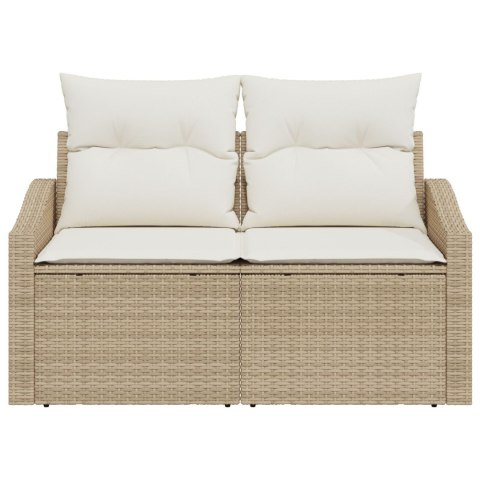 SOFA OGRODOWA 2-OSOBOWA Z MIEJSCEM NA PRZECHOWYWANIE I PODUSZKAMI BEŻOWA Z POLIRATTANU