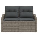 SOFA OGRODOWA 2-OSOBOWA Z PODUSZKAMI SZARY POLIRATTAN