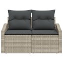 SOFA OGRODOWA 2-OSOBOWA Z PODUSZKAMI SZARY POLY RATTAN