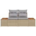 SOFA OGRODOWA 2-OSOBOWA Z PODUSZKAMI BEŻOWA Z POLIRATTANU