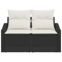 2-OSOBOWA KANAPA OGRODOWA Z PODUSZKAMI CZARNA Z POLIRATTANU