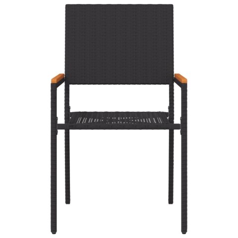 KRZESŁA OGRODOWE Z PODUSZKAMI 2 SZTUKI CZARNY RATTAN POLIESTER