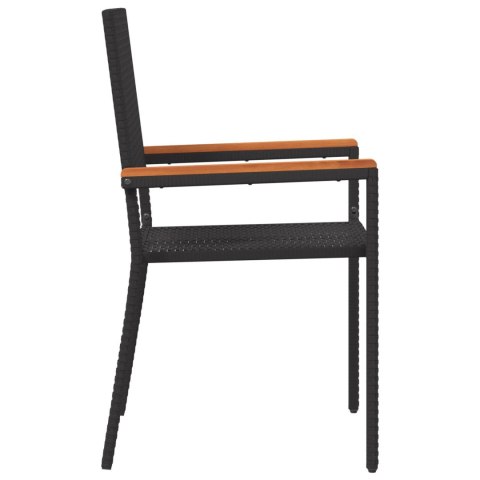 KRZESŁA OGRODOWE Z PODUSZKAMI 2 SZTUKI CZARNY RATTAN POLIESTER