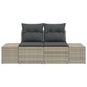 DWUOSOBOWA SOFA OGRODOWA Z MIEJSCEM NA PRZECHOWYWANIE I PODUSZKAMI SZARA POLIRATTAN