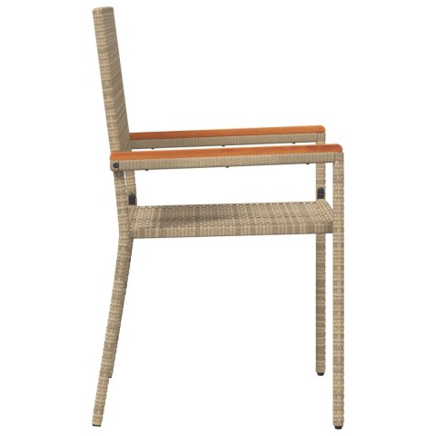 KRZESŁA OGRODOWE SKŁADANE Z PODUSZKAMI 2 SZTUKI BEŻOWY POLY RATTAN