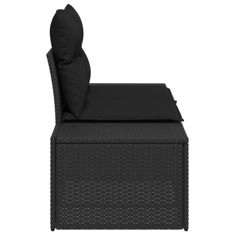 SOFA OGRODOWA 2-OSOBOWA Z PODUSZKAMI CZARNA POLIRATTAN