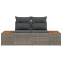SOFA OGRODOWA DWUOSOBOWA Z PODUSZKAMI SZARY POLIRATTAN