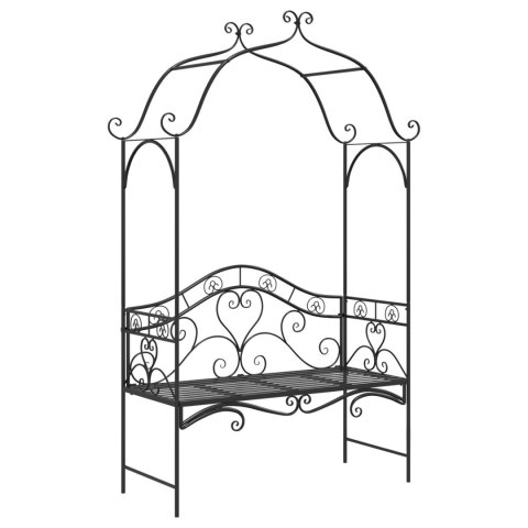 CZARNA ŁAWKA OGRODOWA CZARNA METAL DUŻA DEKORACYJNE WSTAWKI