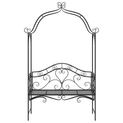 CZARNA ŁAWKA OGRODOWA CZARNA METAL DUŻA DEKORACYJNE WSTAWKI