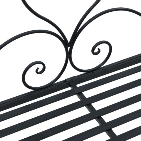 CZARNA ŁAWKA OGRODOWA CZARNA METAL DUŻA DEKORACYJNE WSTAWKI