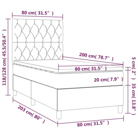 ŁÓŻKO KONTYNENTALNE Z MATERACEM BRĄZOWE 80X200CM TKANINA