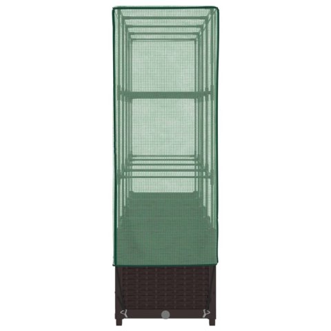 PODWYŻSZONA DONICA ZE SZKLARNIĄ WYGLĄD RATTANU 160X40X138CM