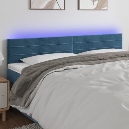 ZAGŁÓWEK DO ŁÓŻKA Z LED CIEMNONIEBIESKI 160X5X78/88CM AKSAMIT