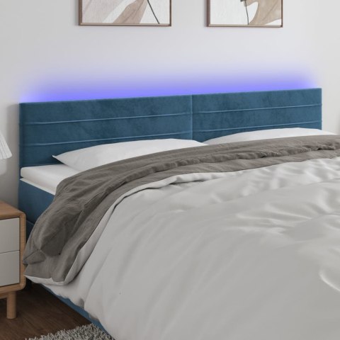 ZAGŁÓWEK DO ŁÓŻKA Z LED CIEMNONIEBIESKI 160X5X78/88CM AKSAMIT